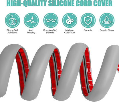 Floor Cord Cover Self Adhesive Cord Hider,3.3FT Cable Management, Extension Strip Protector for Wires, Prevent Cable Trips for Offices, Gyms, Exhibitions Cavity:0.3"(W) x 0.28"(H) Gray