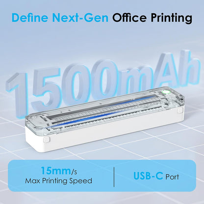 Portable Thermal Printer, Bluetooth Wireless Printer for Travel,Home Use,Office&School – Supports 8.5" x 11" US Letter, A4 & A5 Thermal Paper, Inkless Printing, Compatible with iOS, Android&Laptop