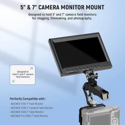 NEEWER Field Monitor Mount Monitor Holder with 1/4" Screw, 360° Swivel, 180° Tilt, Anti Twist Screw Compatible with Atomos Ninja 5" & 7" Camera Monitor Compatible with SmallRig Camera Cage, MA021