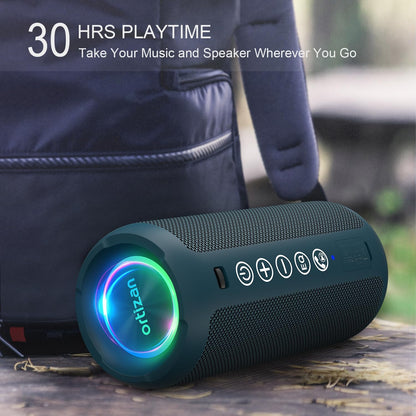 Ortizan Portable Bluetooth Speaker: IPX7 Waterproof, 24W Loud Sound, Deep Bass, Bluetooth 5.3, LED Lights, Wireless Stereo Pairing, 30H Playtime, for Home/Outdoor/Party/Beach, Birthday Gift (Blue)