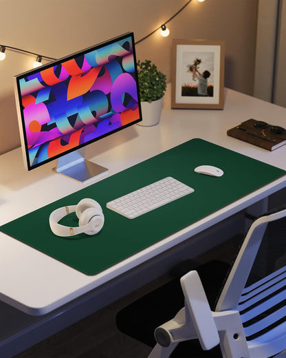 Leather Desk Pad Protector, Mouse Pad, Office Desk Mat, Non-Slip PU Leather Desk Blotter, Laptop Desk Pad, Waterproof Desk Writing Pad for Office and Home (Green, 31.5" x 15.7")