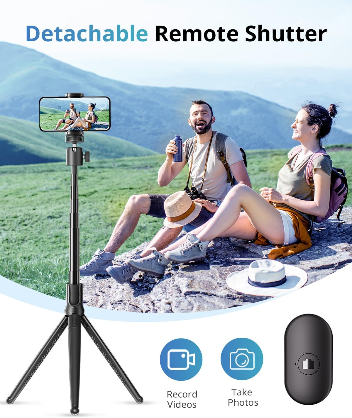 UBeesize Extendable Phone Tripod, Flexible Tripods with Remote, 3 in 1 Selfie Stick with Gopro Mount, iPhone Stand for Recording, Volgging, Live Streaming Fit for Cell Phones, Canon Sony Cameras