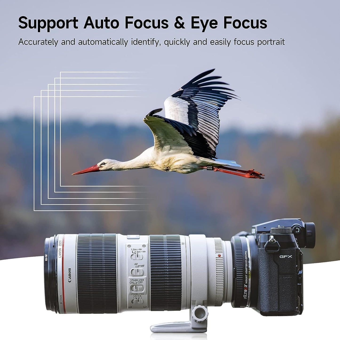 VILTROX EF-GFX Pro Lens Adapter EF Mount to GFX Mount Lens Adapter Converter Ring for Canon EF/EF-S Series Lens to Fuji GFX-Mount Medium Format Camera GFX 100 100S 50S 50SII 50R