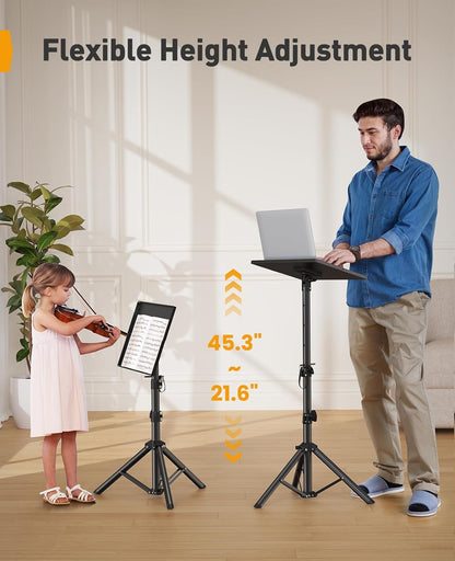 Perlegear Projector Stand Tripod, 21" to 45" Height Adjustable Laptop Stand, Portable Tall Projector Stand 90°Tilt with Spikes for Outdoor Movies, Camping, Office, Home, Stage, or Studio, DJ Rack