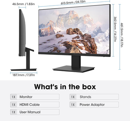 KOORUI Monitor 27 Inch 1080p PC Monitor 3000:1 Contrast Ratio with HDMI VGA for Office and Home, 99% SRGB, Frameless, Eye Care, Tilt Adjustment, VESA Mountable, Black