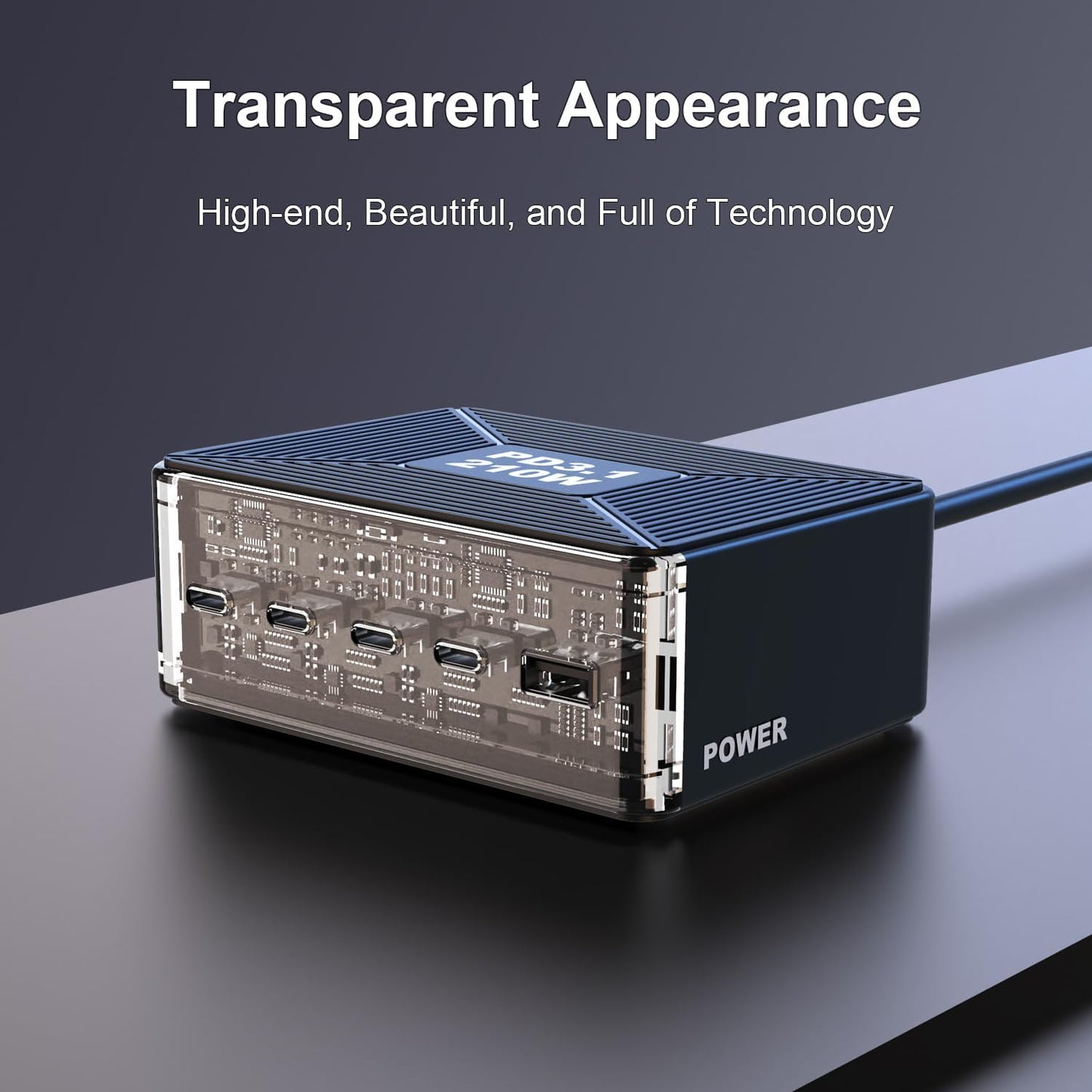 210W USB C Charger, Graaci GaN 5-Port PD3.1 140W 100W PPS Fast Charging Station, Type C Laptop Wall Charger Power Adapter for MacBook Pro/Air M2, iPhone 15 Pro, Galaxy S23 Ultra, Pixel 8, Steam Deck