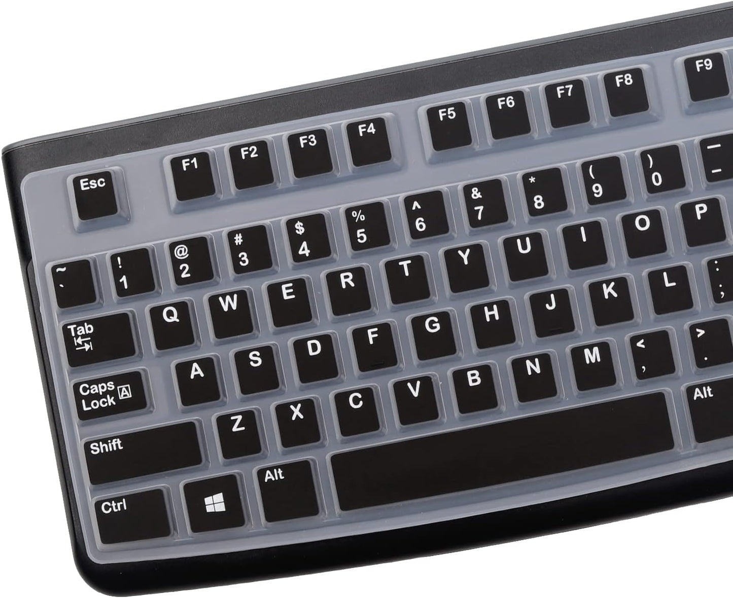Silicone Keyboard Cover for Logitech K120 & MK120 Ergonomic Desktop USB Wired Keyboard, Logitech K120 & MK120 Keyboard Protective Skin US Layout (NOT Fit Other Model) -Black