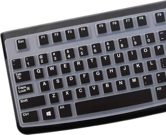 Silicone Keyboard Cover for Logitech K120 & MK120 Ergonomic Desktop USB Wired Keyboard, Logitech K120 & MK120 Keyboard Protective Skin US Layout (NOT Fit Other Model) -Black