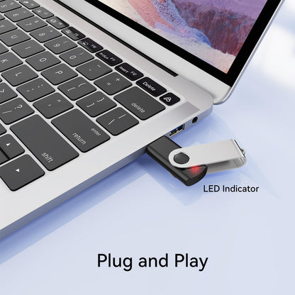 JUANWE 64GB USB Flash Drives 5 Packs, USB 2.0Thumb Drives Foldable 360°Swivel Memory USB Stick with Lanyard Hole, Jump Drive Pen Drive Zip Drive Portable Flashdrive for PC, Mutipack Black