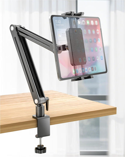 Adjustable Portable Monitor Stand 15.6" - 360° Rotating Base Tall Tablet Desk Arm Holder Stand for iPad Air/Pro/Mini Swivel Flexible Bed Clamp Mount Soporte para Tablet/Monitor Portatil/Ereader