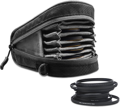 Lightdow Camera Filter Bag - Detachable 8-Slot Lens Carry Case with Belt Loop Pouch - Water-Resistant & Dustproof Design for 37mm-95mm Filters
