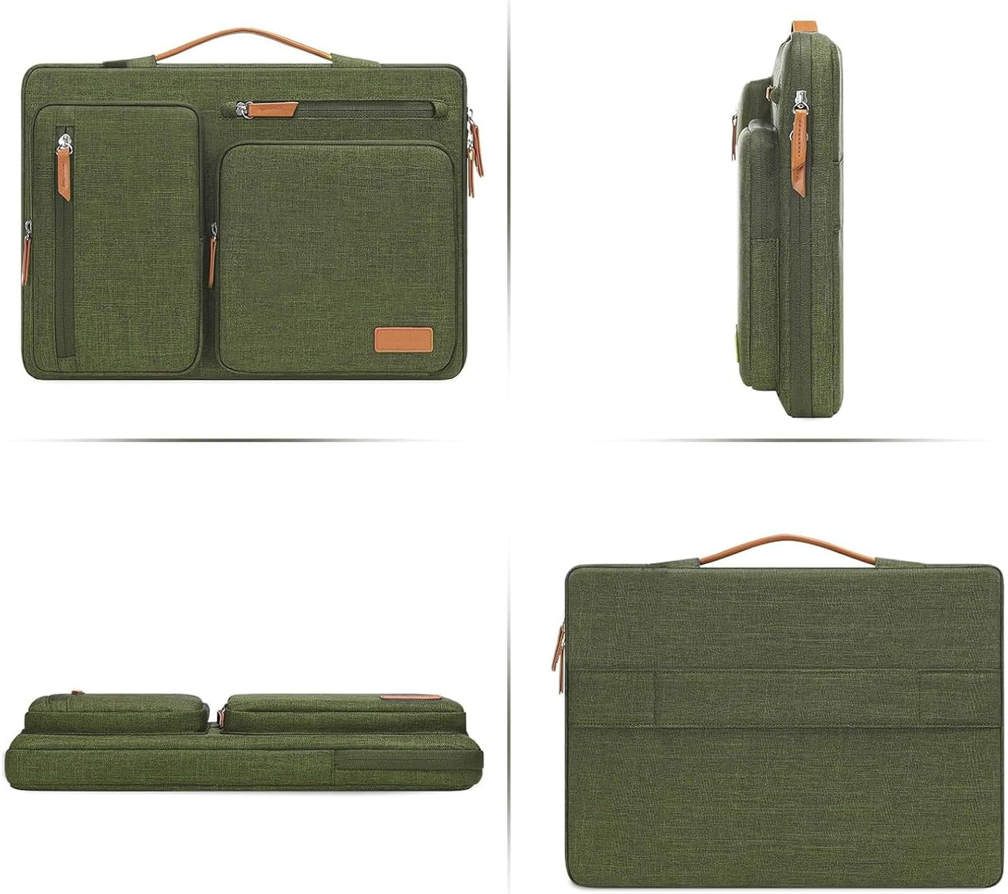 MOSISO 360 Protective Laptop Case 16 inch, 15-15.6 inch Laptop Sleeve Compatible with MacBook Pro 16, HP, Acer, Dell, Lenovo, ASUS, Side Open Carrying Case with 4 Zipper Pockets&Handle, Olive Green