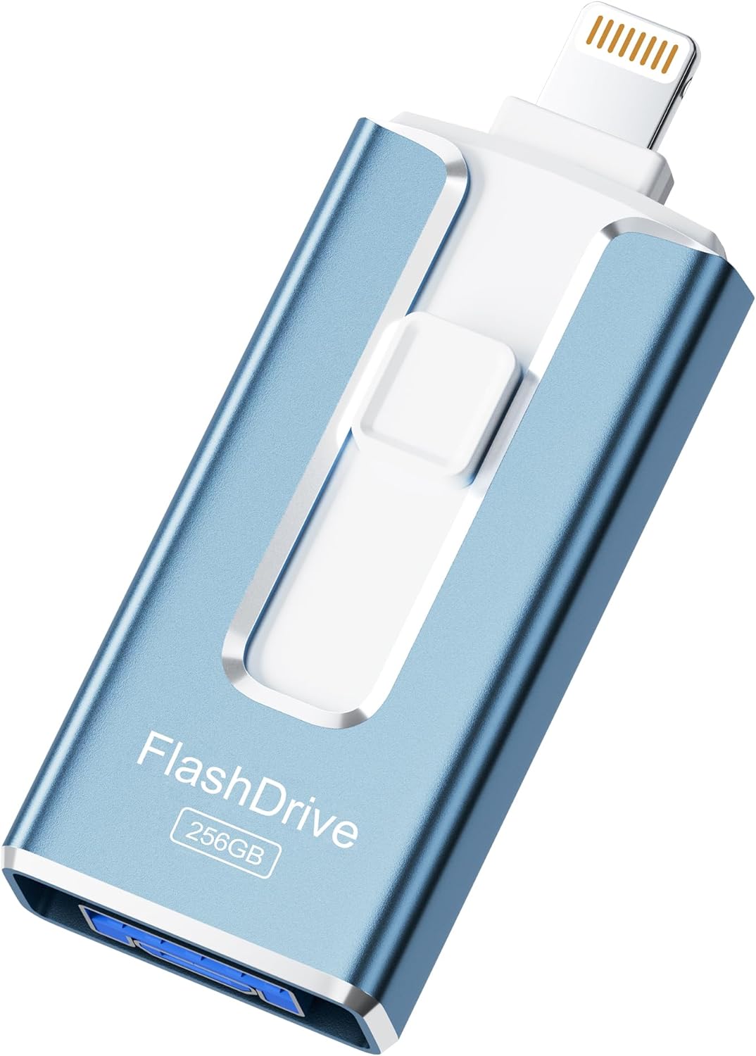MFi Certified 256GB Flash Drive for iPhone iPad, Photo Stick for External Memory Storage, Easily Back Up and Save Photos Videos, USB Memory Stick Thumb Drive for iPhone/iPad/Android/PC (Blue, 256GB)