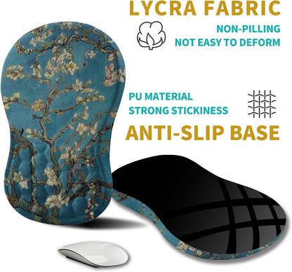 Hokafenle Ergonomic Mouse Pad Wrist Support, Wrist Rest Mousepad for Carpal Tunnel Pain Relief with Integrated Memory Foam Slope Massage Bulge (11.8x7.9 inch,Apricot Flower