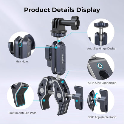 SMALLRIG Camera Mount Clamp 2-Pack, Ballhead Magic Arm with Adapter for GoPro, Camera Monitor Mount, Super Clamp for DSLR/Stabilizer - 5529