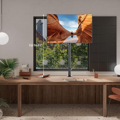 Pholiten Single Tall Monitor Stand, Extra Tall 31 Inch Monitor Mount, Fully Adjustable Tall Monitor arm for 13-32 Inch LCD Screen，Holds up to 22lbs