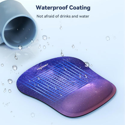 TECKNET 2 Pack Mouse Pad with Wrist Support, Ergonomic Gaming Mouse Pad Pain Relief, Portable Comfortable Mousepad for Computer, Laptop, Office, Home Non-Slip Base, Waterproof Surface - Purple Galaxy