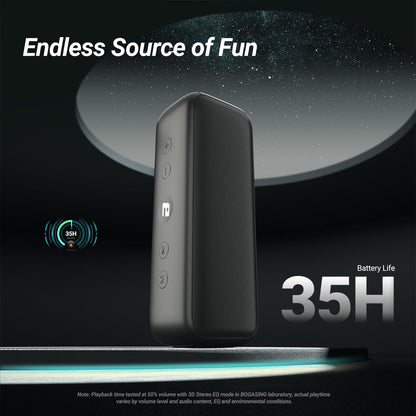 BOGASING G6 Bluetooth Speaker, Portable Wireless Speakers with 30W Loud Stereo Sound, 35H Playtime, IPX6 Waterproof, Bluetooth 5.3, EQ, TF-Card, AUX, USB Stick, Outdoor Speaker for Party (Black)