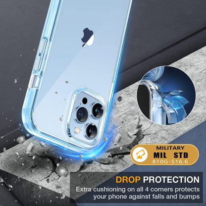 Miracase Glass Case for iPhone 13 Pro Max 6.7 inch, Upgrade Full-Body Clear Bumper Case with Built-in 9H Tempered Glass Screen Protector for iPhone 13 Pro Max, Clear Blue