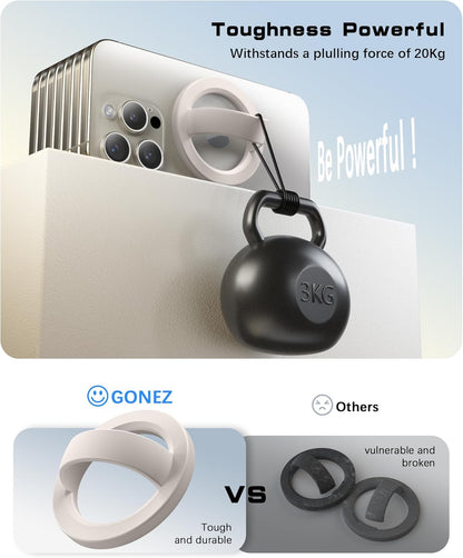 GONEZ Magnetic Phone Grip Compatible with MagSafe, Removable Silicone Loop Grip, Phone Ring Holder for Back of Phone for iPhone 16/15/14/13/12 Series, Stone