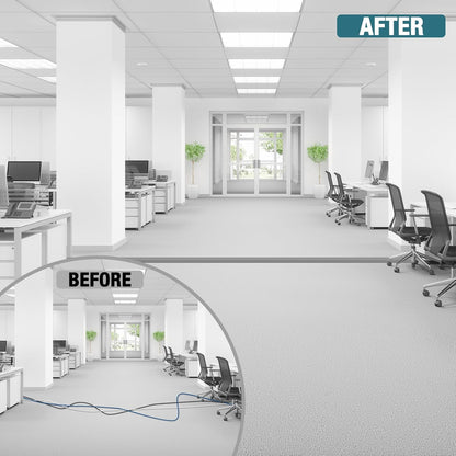 Floor Cord Cover, Cable Protector, 0.63W x 0.31H inches, Wire Cover for Extension Cords, Floor Cable Covers Prevent Cable Trips (Gray, 50-3 Feet)