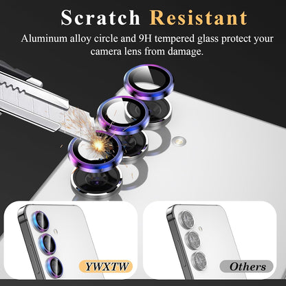 YWXTW Camera Lens Protector for Samsung Galaxy S24 / S23 / S23 Plus, [NOT for S24 Plus] 9H Tempered Glass Metal Individual Ring Camera Screen Protector for S24 Accessories (Multi-Colored)