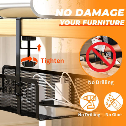 Under Desk Cable Management Tray, Wire Management Desk Cable Organizer Cable Management Box, Cord Organizer Storage for Office