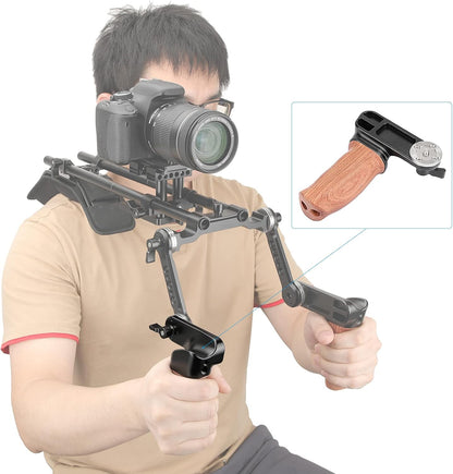 CAMVATE Ergonomic Wooden Hand Grip with Rosette M6 Thread Screw Connection for Camera Shoulder Mount Rig(Right Hand) - 2927
