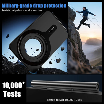 Magnetic Tripod for iPhone, Aluminium Phone Tripod Stand Compatible with Magsafe iPhone 16/15/14/13/12 Series, Foldable Strong Magnetic Phone Stand & Portable Phone Holder, Black