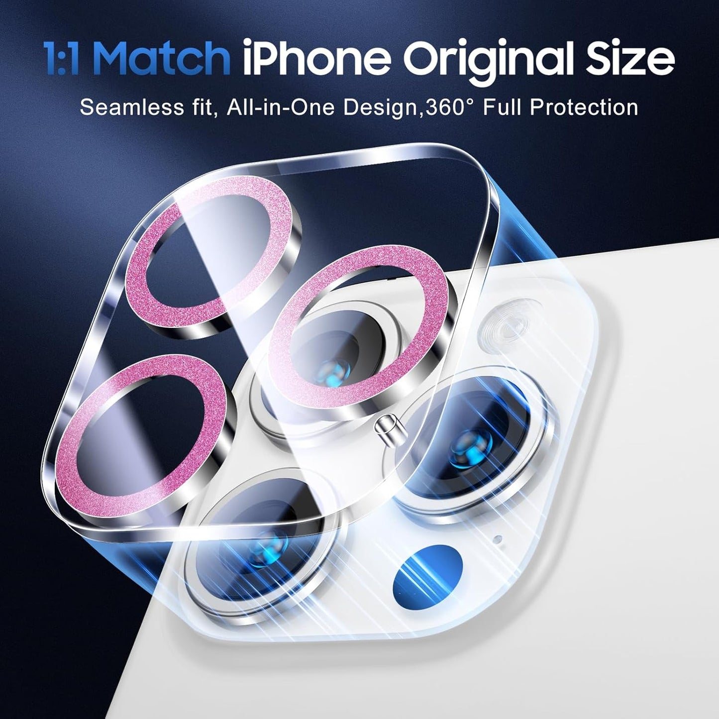 UniqueMe for 3 Pack iPhone 15 Pro/iPhone 15 Pro Max Camera Lens Protector, [Drop Protection] [Case Friendly] 9H Tempered Glass Camera Cover Screen [Update New Version] - Bright Purple