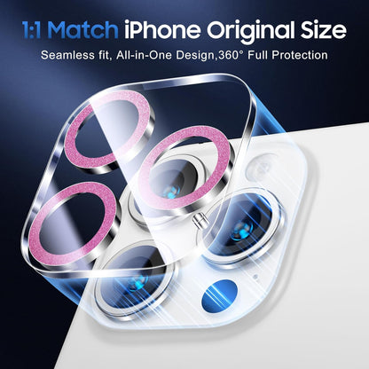 UniqueMe for 3 Pack iPhone 15 Pro/iPhone 15 Pro Max Camera Lens Protector, [Drop Protection] [Case Friendly] 9H Tempered Glass Camera Cover Screen [Update New Version] - Bright Purple