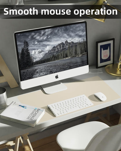 Small Desk Mat,Leather Desk Pad Protector,Desk Mouse pad,Office Desk mat,Laptop Mat for Desk, Non-Slip PU Leather Desk Blotter,Waterproof Desk Writing Pad for Office/Home(31.5"x15.7",Beige)