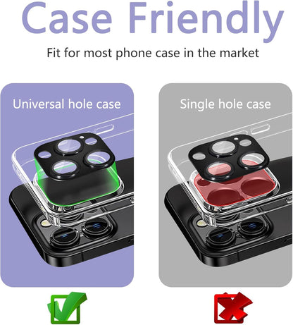 2 Pack Camera Lens Protector for iPhone 13 Pro/iPhone 13 Pro Max,[Not Easy to Breakn ] AR Tempered Glass Strong Adsorption Metal Camera Cover Screen-Far Peak Blue