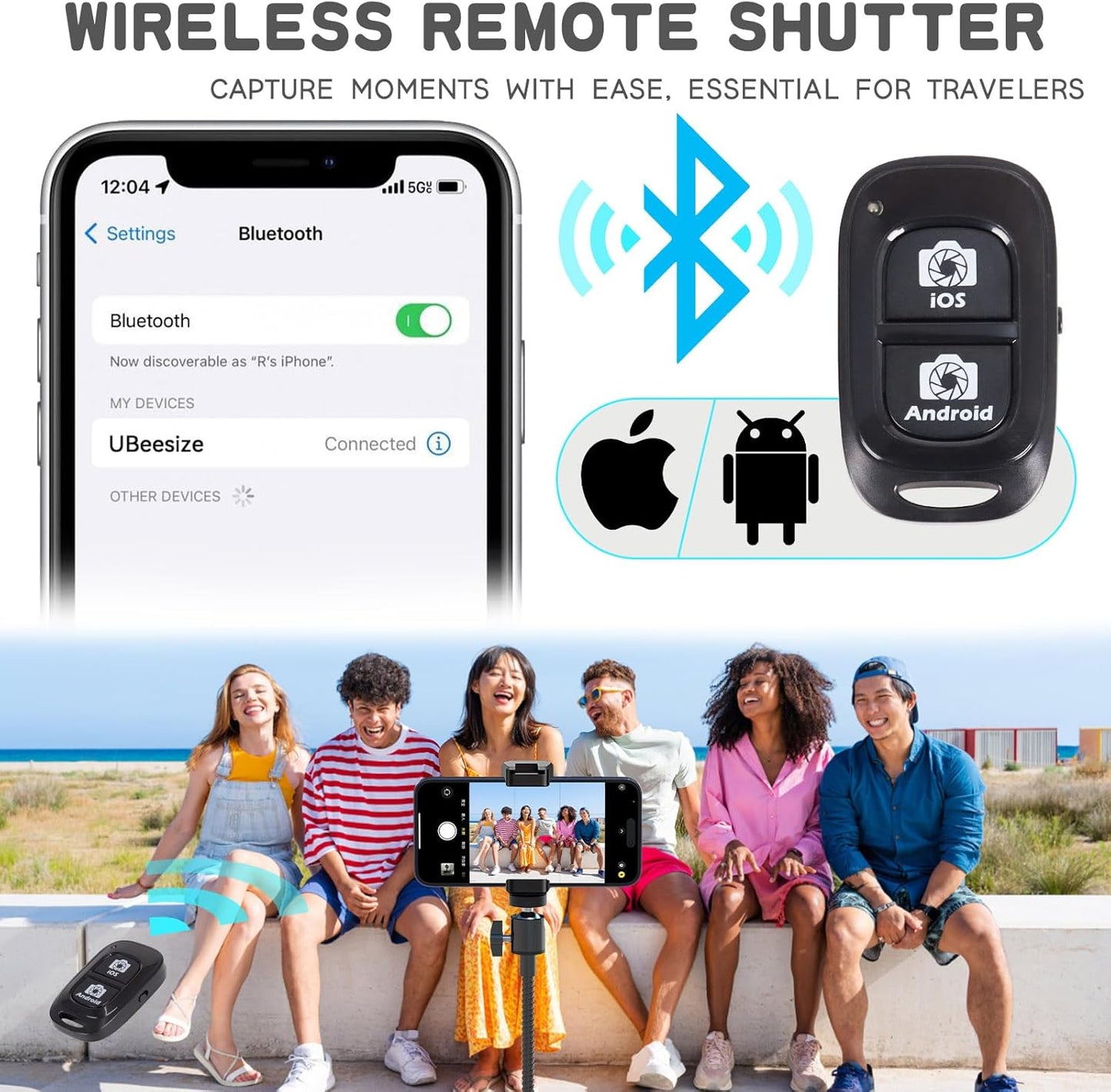 UBeesize 92’’ Cell Phone Tripod Stand with 16.5’’ Gooseneck and Remote, Overhead Tripod with Adjustable 360°Ball Head & Phone Holder for iPhone 14 Pro Max/Plus/13/12/11, Android Cell Phone