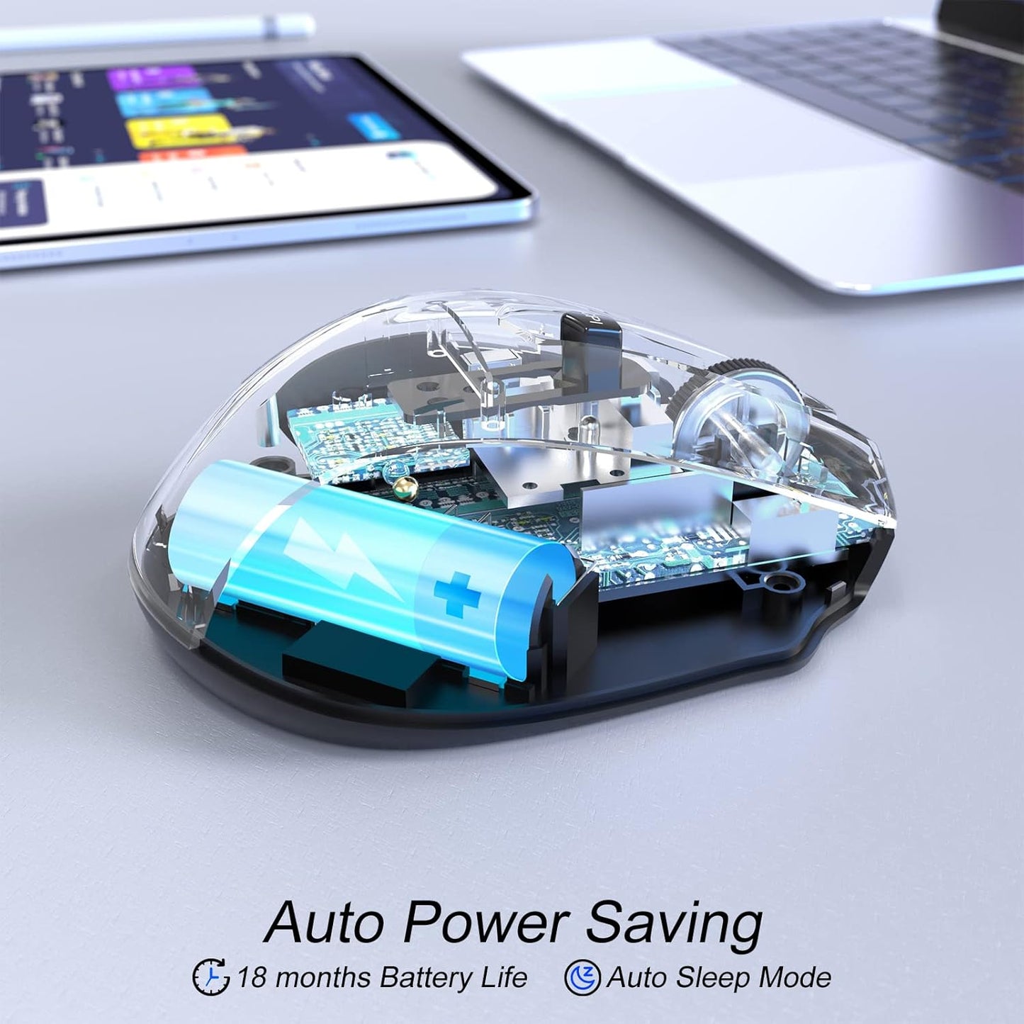 Wireless Mouse, D-09 Computer Mouse USB Cordless Mice for Laptop, Ergo Grips, Lightspeed 5-Level 2400 DPI, 16 Months Battery, Portable for PC Mac Chromebook (Bluetooth, 1 Pack)