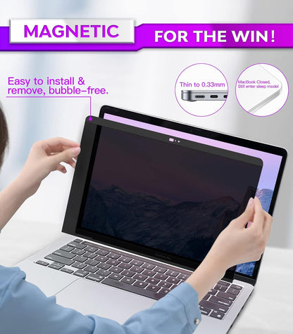 PYS macbook air 13 inch privacy screen Compatible with MacBook Air 13.3'(Released in 2018-2021: A1932,A2179,A2337)-Anti Glare，Webcam Cover Slider，Provide Privacy, Ultra Slim，Easy On