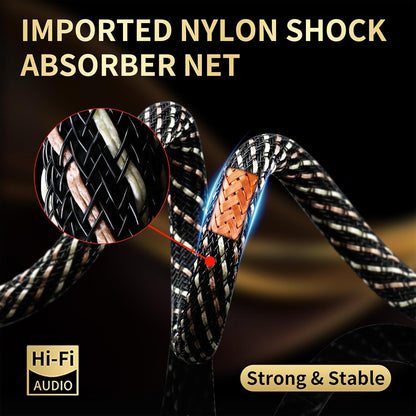 Audiophile HiFi Audio Cable–3.5mm to 3.5mm,6N OFC Core,24K Gold-Plated Plugs,with Nylon Braid,AUX Cable,Compatible with Phone,MP4,Speakers,Amplifiers,TV(9.84ft/3m)