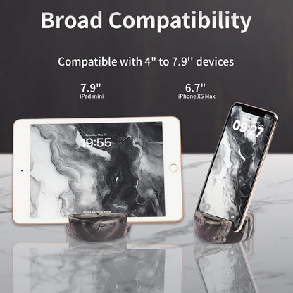 Marble Phone Stand for Desk - Cell Phone Holder for Nightstand Office Decor Compatible with iPhone 17 16 15 Pro Max iPad mini, Telephone Boho Black Marble Kitchen Accessories