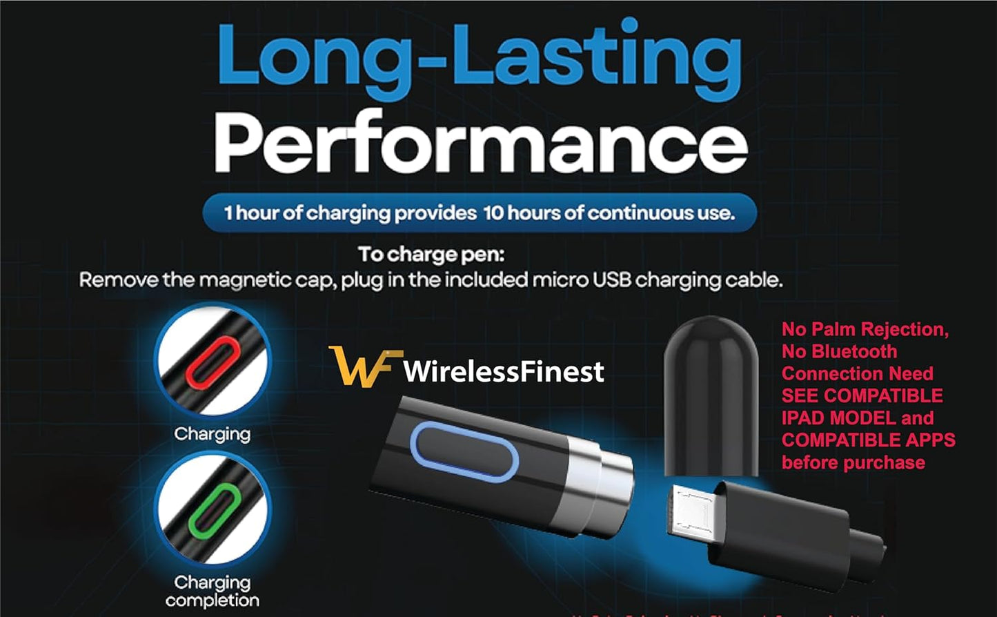 Black Stylus Pen Pencil 1st Gen Generation Replacement for Apple iPad Pro 1st 2nd iPad 1st 2nd 3rd 4th 5th iPad mini 1 2 3 4 iPad Air 1st 2nd iOS Android Capacitive Tablet Touch Screen+Free Holder