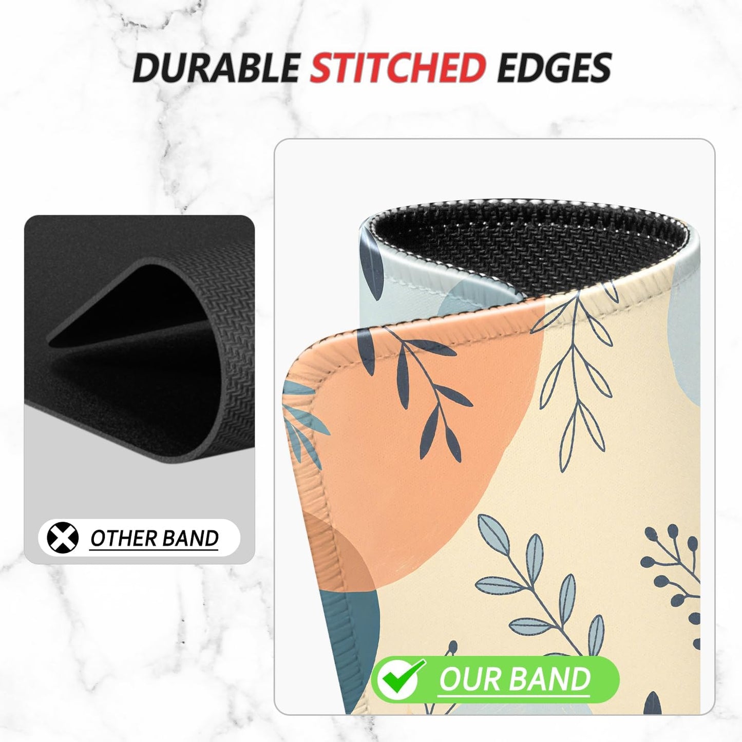 ITNRSIIET Mouse Pad Non-Slip Rubber Base Smooth Surface Stitched Edges Waterproof Durable Compatible with All Mice for Office & Gaming, Desk Accessory, 10.2x8.3x0.12 inch, VividFoliage