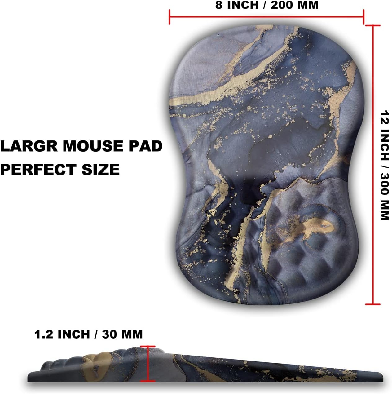 Mouse Pad Wrist Support, Ergonomic Mouse Pad with Massage Dot, Comfortable Computer Mouse Pad for Laptop, Wrist Rest Pain Relief Mousepad with Non-Slip PU Base for Office & Home, 12 x 8 in