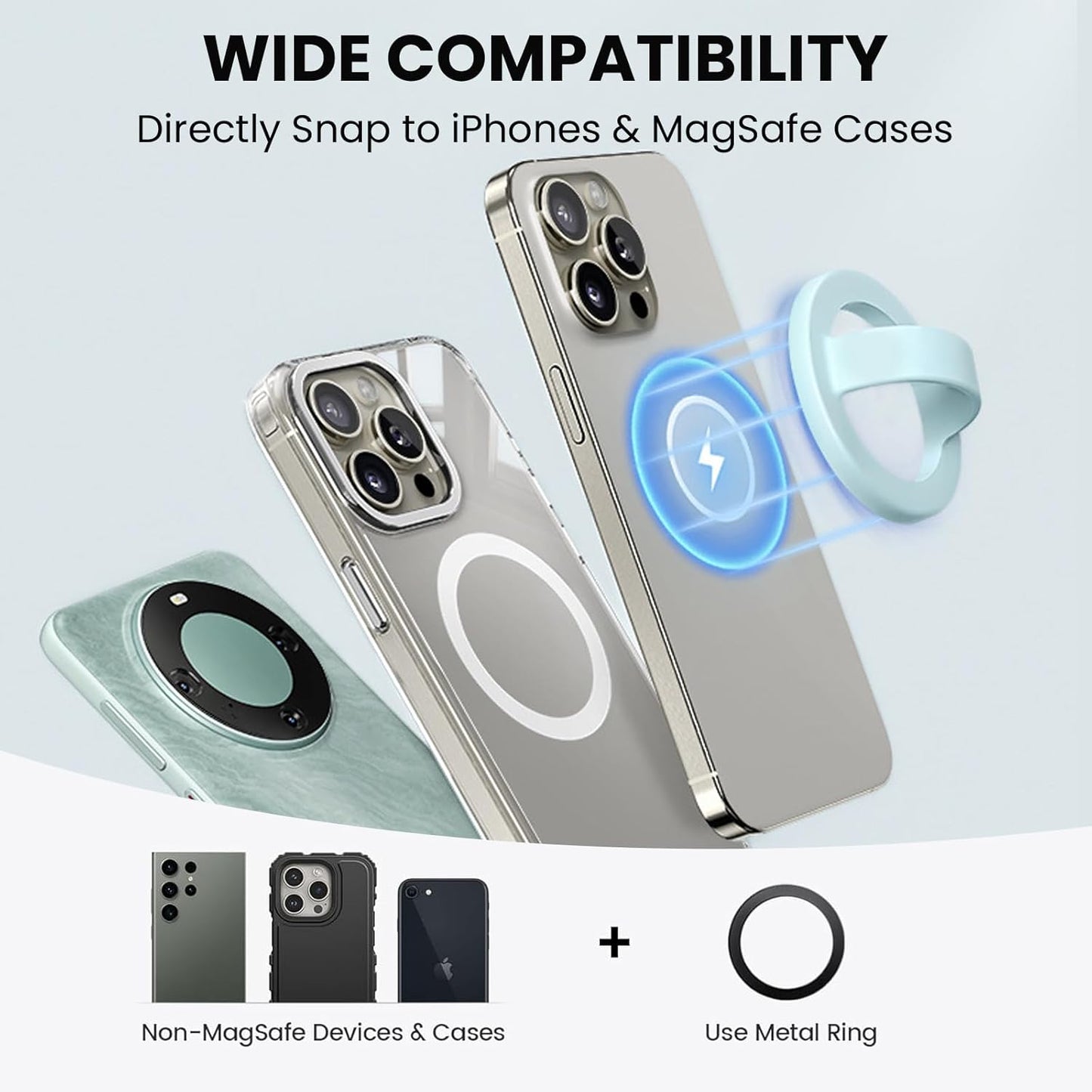 Magnetic Silicone Ring Grip Phone Holder, Loop Grip Phone Holder,Magnetic Phone Loop,Magsafe Phone Grip,Compatible with Magsafe for iPhone 16/15/14/13/12 Series (Blue)