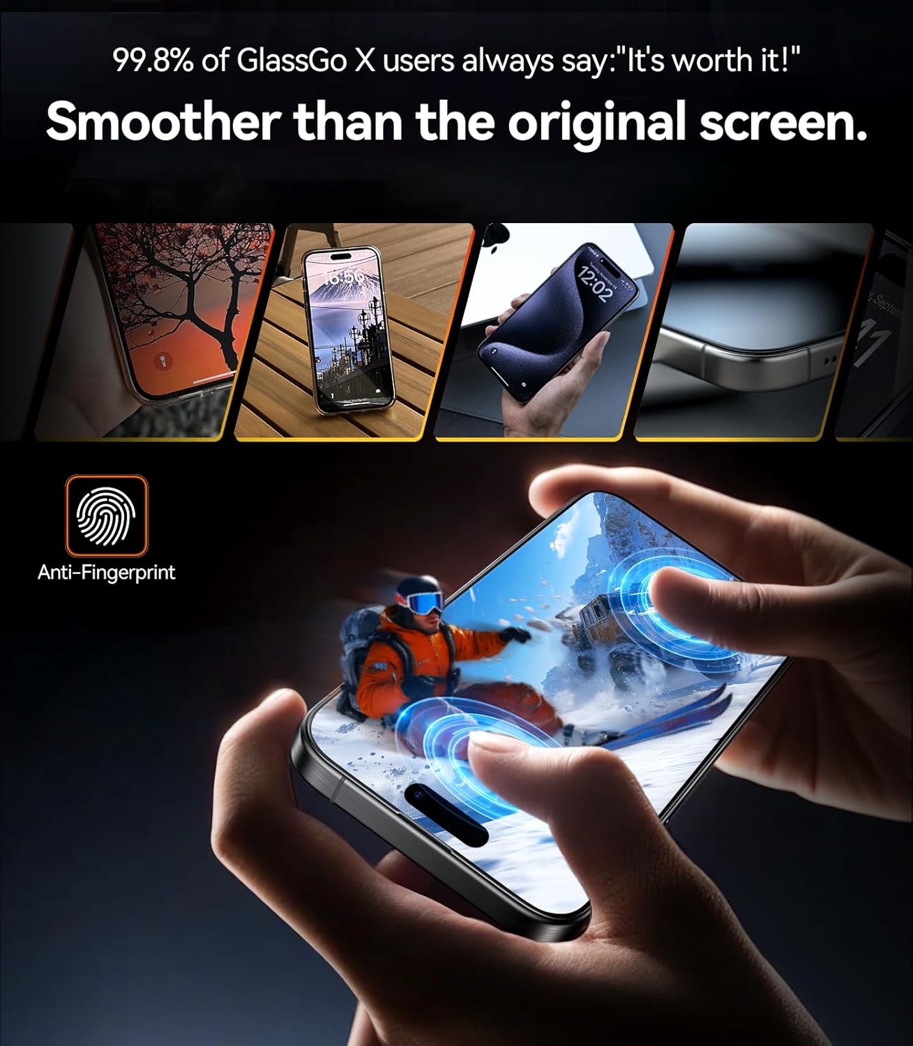 TORRAS Military-Grade Shatterproof for 16 Plus Screen Protector 6.7 Inch [9H+ Tempered Glass& One-Step Installation] Anti-Scratch Full Coverage Fit Bubble Free Case-Friendly Film, 2 Park,GlassGo X