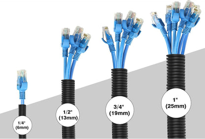 CrocSee 25ft - 1/4 inch Flame Retardant Split Wire Loom Tubing with Installation Tool - Flexible Wire Covers Cord Protectors - Black