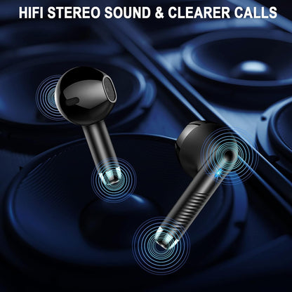 Wireless Bluetooth 5.4 Earbuds, Ear Buds LED Power Display Headphones 6D Stereo, Bluetooth Earbuds in-Ear Noise Cancelling Mic, 40H Playback Mini Case IP7 Waterproof Sports Earphones for Android iOS