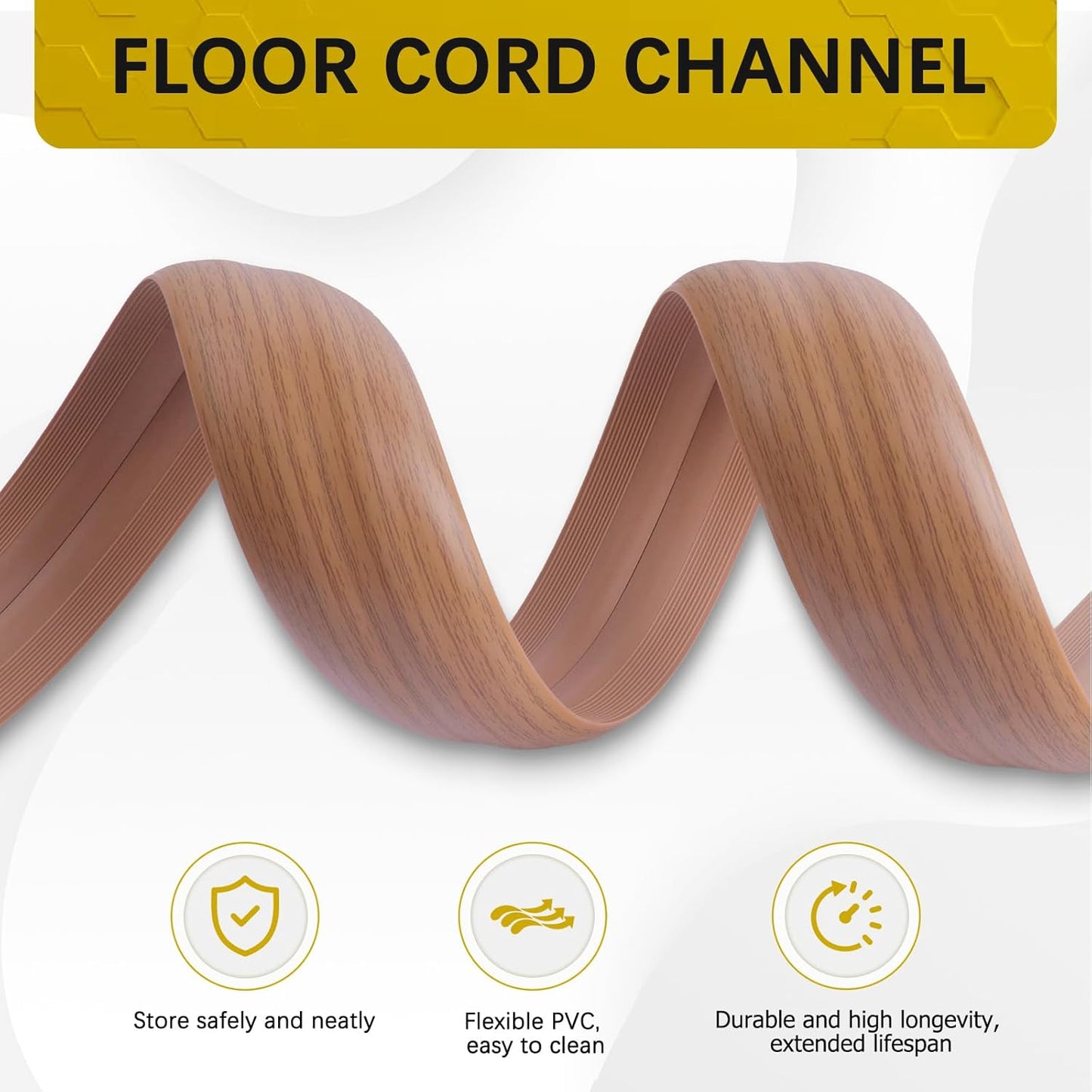 Floor Cord Cover 10FT Cord Covers for Wires on Floor Protect Wires & Prevent Trip Hazards, Easy to Cut for Home, Office, School, Concerts, Cavity W0.6in x H0.32in