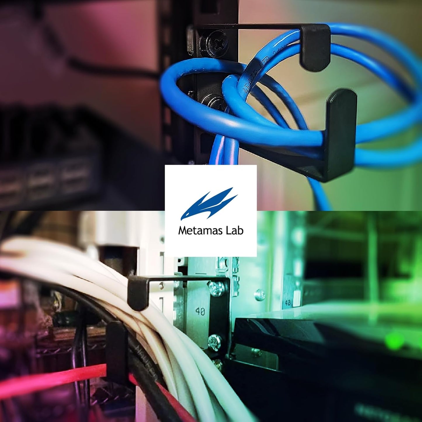 10 Pack Server Rack Cable Management D-Ring Hooks - Bracket Organizer Hook Mount Set for Network Patch Cables, Fiber Optic, Power Cords (10 Pieces) - Made in Taiwan