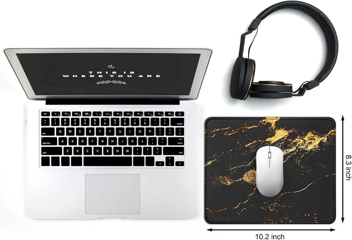 JIKIOU 3 Pack Mouse Pad with Stitched Edge, Comfortable Mouse Pads with Non-Slip Rubber Base, Washable Mousepads Bulk with Lycra Cloth, Mouse Pads for Computers Laptop Mouse 10.2x8.3in Yellow Gilding