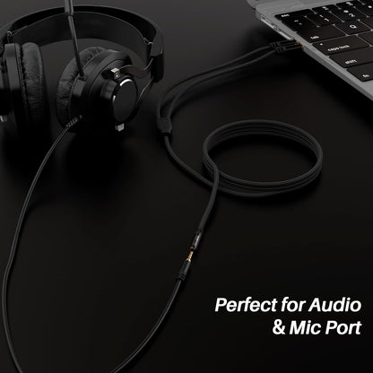 Headphone Splitter for Computer, 3.5mm Female to Dual 3.5mm Male Audio Splitter Cable, Stereo Jack Earphones Headset to PC Laptop Adapter, 1/8inch 2-in-1 Y Separator Aux Dongle Converters, 3FT