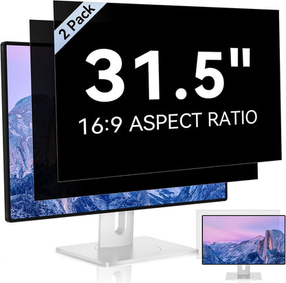 [2 Pack] 31.5 Inch Computer Privacy Screen for 16:9 Aspect Ratio Widescreen Monitor, Eye Protection Anti Glare Blue Light Computer Monitor Privacy Filter, Removable Anti-Scratch 31in Protector Film